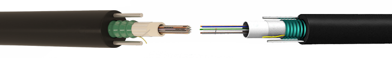 SINGLE-LOOSE-TUBE-CORRUGATED-STEEL-TAPE-ARMOUR-HORIZONTALLY-LAID-STEEL-WIRE-IN-THE-OUTER-JACKET-FIBER-OPTIC-CABLE
