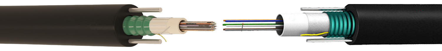SINGLE-LOOSE-TUBE-CORRUGATED-STEEL-TAPE-ARMOUR-HORIZONTALLY-LAID-STEEL-WIRE-IN-THE-OUTER-JACKET-FIBER-OPTIC-CABLE
